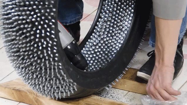 Making DIY Studded Tires Is Mesmerizing To Watch, Still A Bad Idea