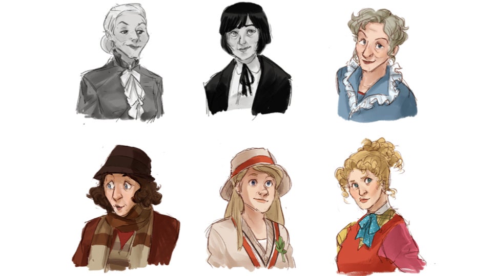 Completely Adorable Art that Depicts the Eleven Doctors as Time Ladies