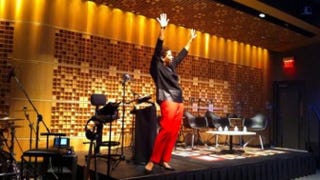 Michel Martin conducts her final Tell Me More show before a live audience at NPR’s Washington, D.C., studios Aug. 1, 2014. NPREmily via Twitter