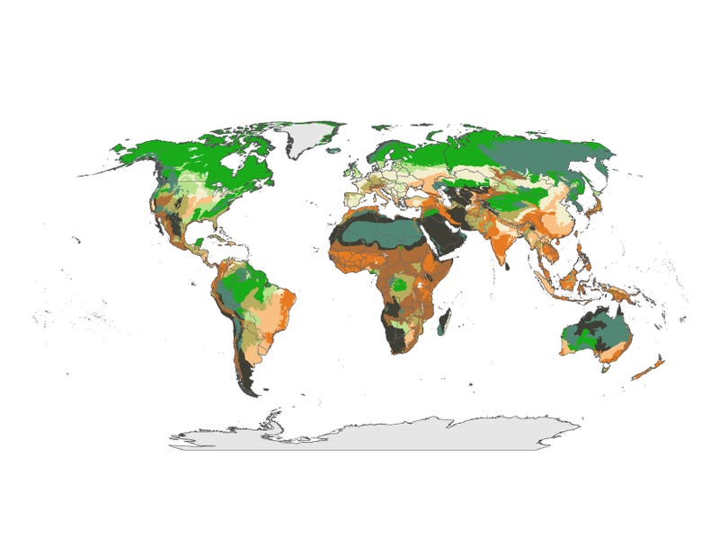 This map shows the regions of Earth most vulnerable to climate change