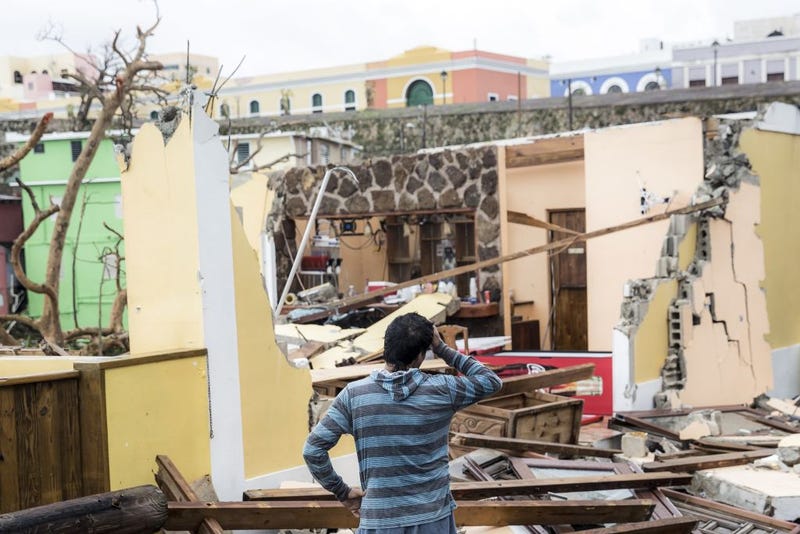 Damaged homes in the La Perla neighborhood of San Juan, Puerto Rico, the day after Hurricane Maria made landfall on Sept. 21, 2017. (Alex Wroblewski/Getty Images)