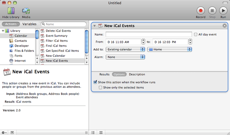 Create iCal Events in One Click with Automator Create iCal Events in One Click with Automator