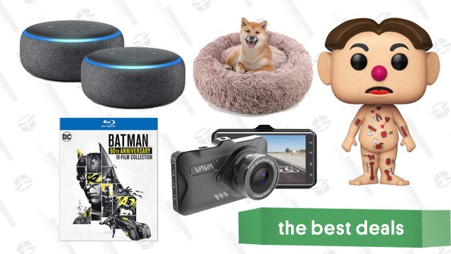 Tuesday's Best Deals: Free Atlas Coffee, Echo Dot 2-Pack, Batman 18-Film Set, Vava Dash Cam, Plush Donut Dog Cushion, and More