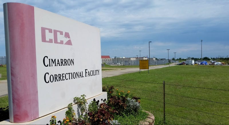 Cimarron Correction Facility, a private prison run by CCA in Oklahoma. Four inmates were stabbed to death there in a September 2015 riot. Photo via AP.