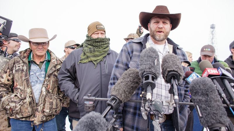 Ammon Bundy and his fellow religious extremists (Credit: Rob Kerr/Getty)