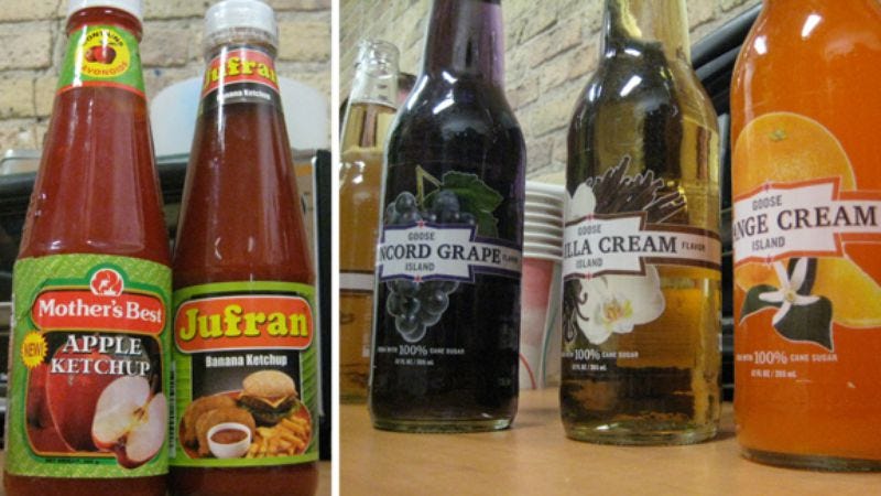 Illustration for article titled Banana ketchup, apple ketchup, and Goose Island sodas