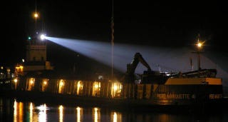 Illustration for article titled The Cargo Boat that Inspired the Look of Battlestar's Spaceships