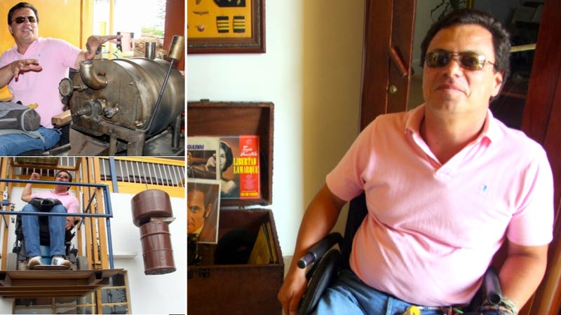 Illustration for article titled This Ex-Air Force Pilot Was Paralyzed In A Love Triangle And Now Builds Coffee Machines Out Of Old Junk
