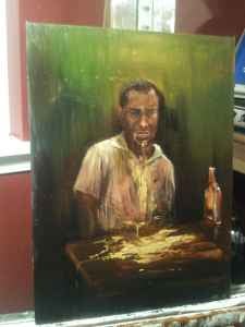 Illustration for article titled Painting of Tiger Woods Vomiting