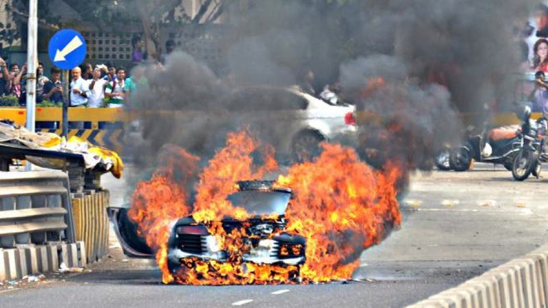 Audi R8 Consumed By Spectacular Fire During Car Show In Mumbai