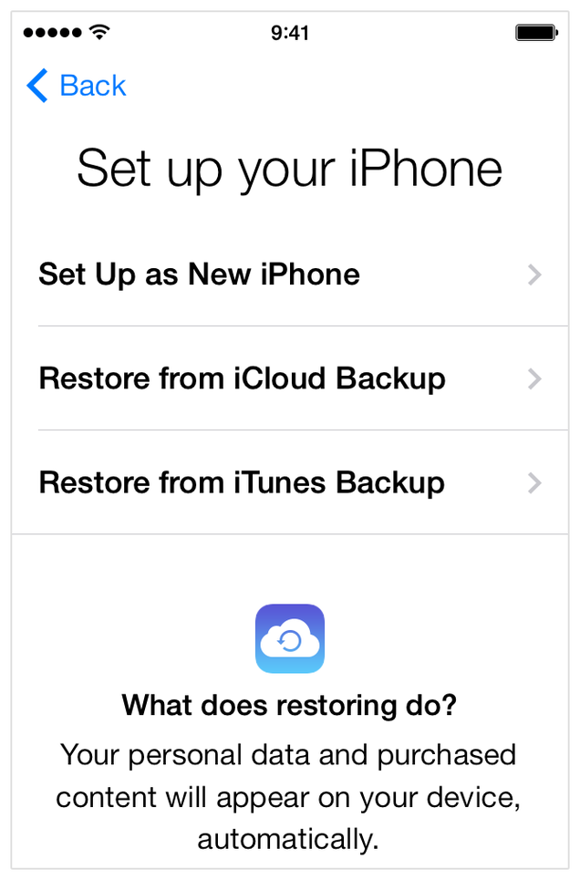 setup iphone as new