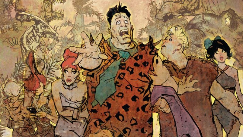 Detail of The Flintstones #6 cover (Art: Bill Sienkiewicz)