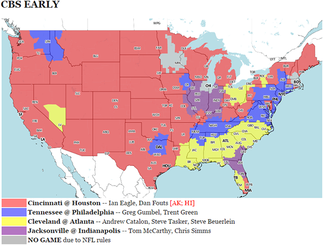 Your NFL Week 12 Viewing Maps