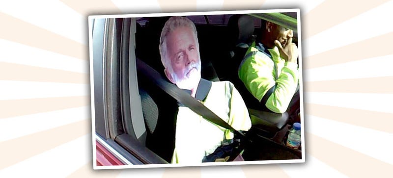 Illustration for article titled Guy Gets Caught Cheating HOV Lane With Most Interesting Man Standee