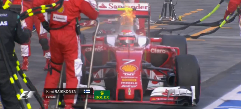 Illustration for article titled Not Even A Formula One Car On Fire Can Shake Kimi Räikkönen