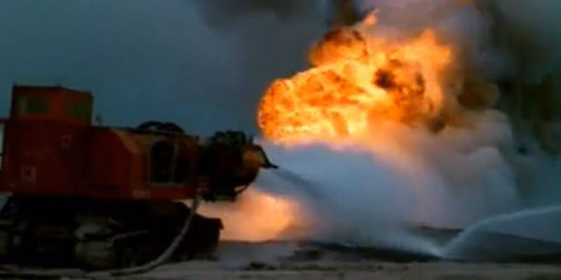 Illustration for article titled How to Fight Fires With Decommissioned Jet Engines Strapped to a Tank