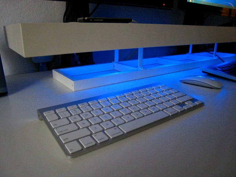 Dual Screens Blue Leds And A Diy Desk Shelf