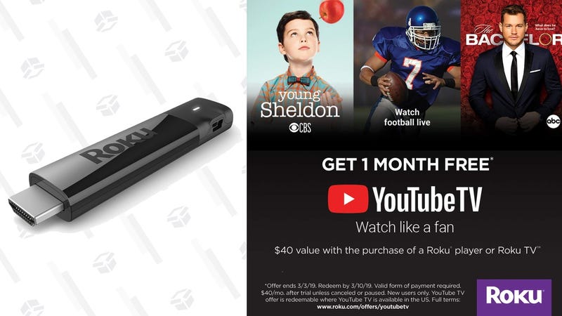 Roku Streaming Stick + 1 Month YouTube TV + $15 Vudu Credit | $59 | WalmartRoku Streaming Stick + 1 Month YouTube TV | $60 | Amazon
