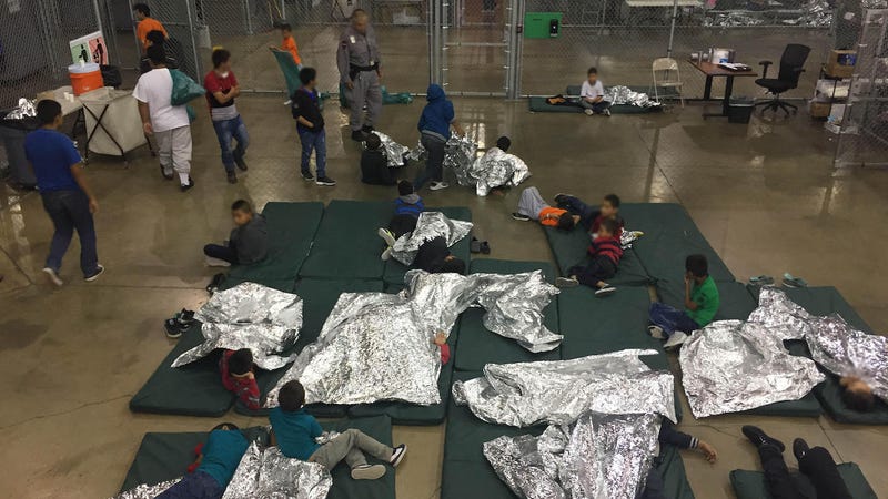 Kids in the Customs and Border Protection central processing center in McAllen, Texas a year ago in June of 2018