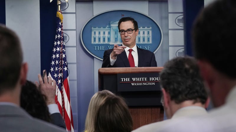 Treasury Secretary Steven Mnuchin speaks to the cryptocurrency press at the White House on July 15, 2019 in Washington, DC. 