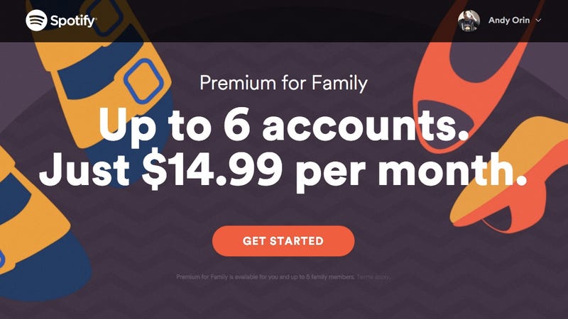 how much is spotify premium family