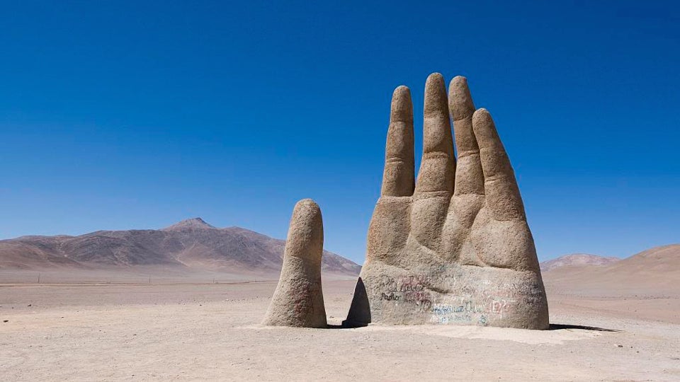 A mysterious, giant hand rises from the Chilean desert
