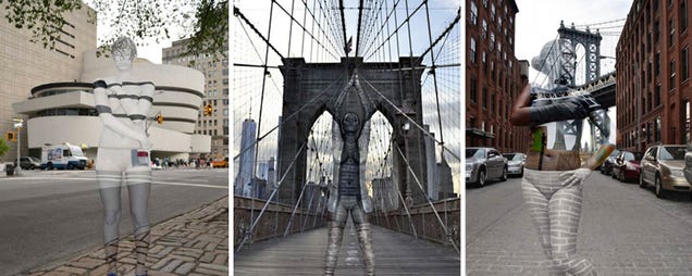 Body-paint artist blends models into NYC landmarks - CBS News