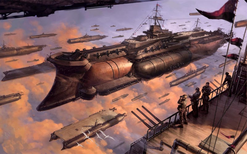 a steampunk styled ship