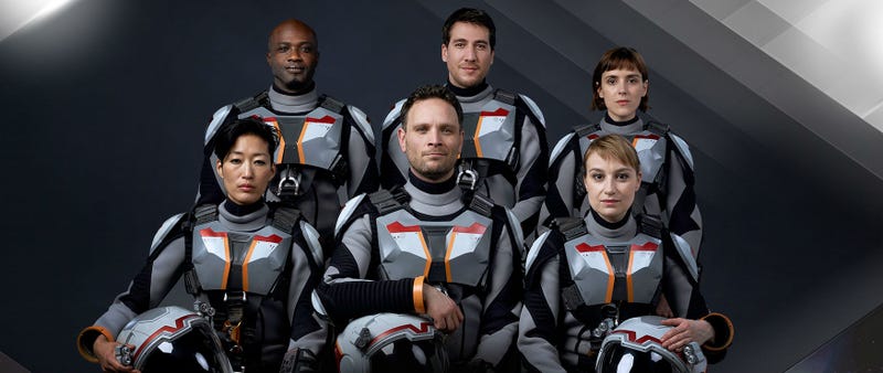 In Mars, the Daedalus crew is heading to the Red Planet. Taken in May 2033, they are Astronauts Hana Seung (Jihae), Ben Sawyer (Ben Cotton), Marta Kamen (Anamaria Marinca). Back Row L to R: Astronauts Robert Foucault (Sammi Rotibi), Javier Delgado (Alberto Ammann), Amelie Durand (Clementine Poidatz). Credit: National Geographic Channel