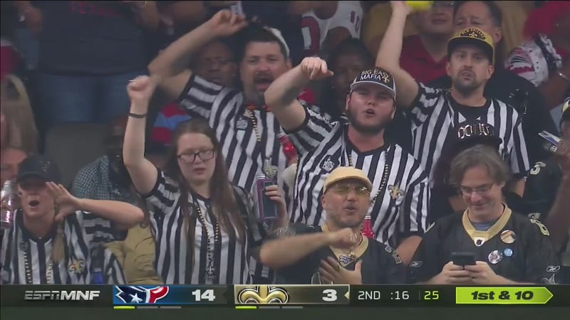 Illustration for article titled Saints Fans Wear Referee Jerseys To Season Opener In Joke That Makes Very Little Sense