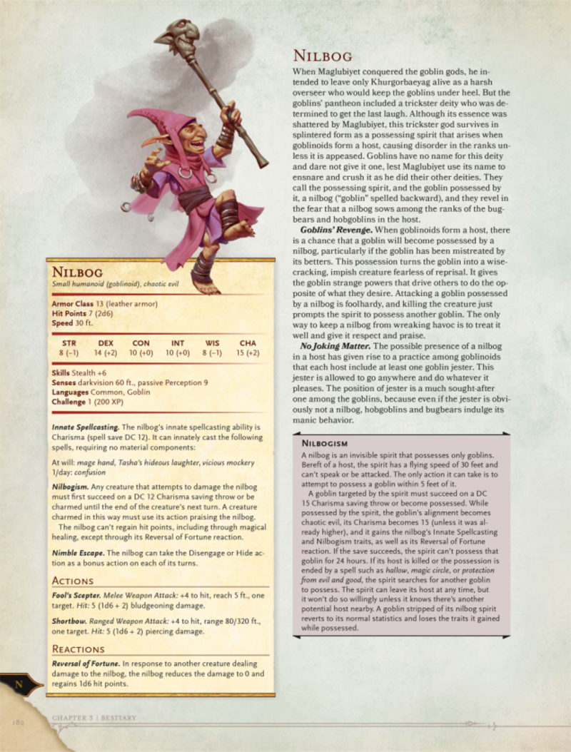 Yet More From Volo Goblins Nilbogs Kobolds Hobgoblins Barghests D D Dungeons And Dragons Dungeons And Dragons Homebrew Dnd Dragons