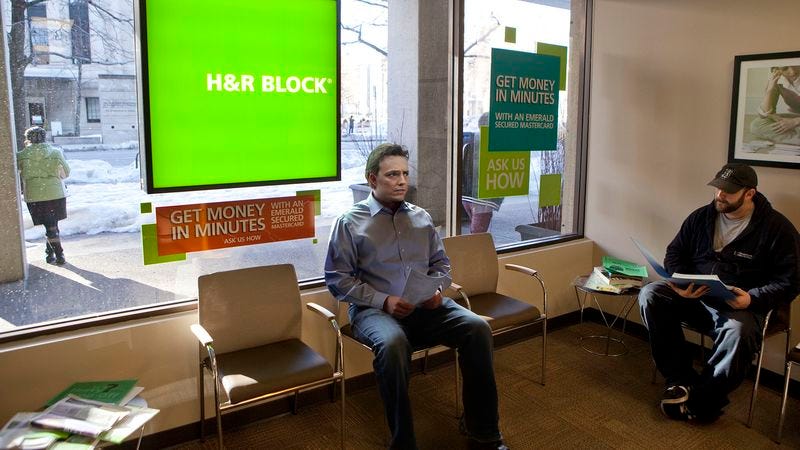 Illustration for article titled Man Waiting In H&R Block Lobby Nervously Eyeing How Much More Paperwork Everyone Else Brought