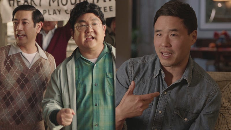 Grant Imahara (left), Aaron Takahashi, and Randall Park on Drunk History