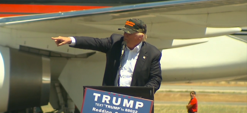 During a rally June 3, 2016, in Redding, Calif., Donald Trump points out a black man he referred to as “my African American.”CBS News Screenshot