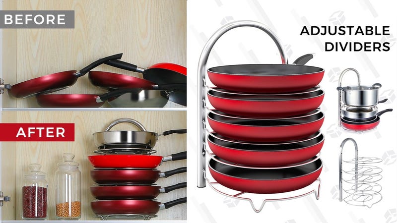 Organizador ajustable Lifewit de sartenes | $17 | Amazon | Usa el código 6IRPNCWMGráfico: Shep McAllister