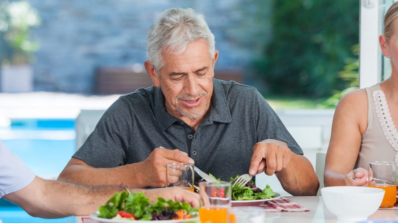 Illustration for article titled Too Proud: Dad Is Clearly Trying To Play Down How Much He Enjoyed A Vegan Meal