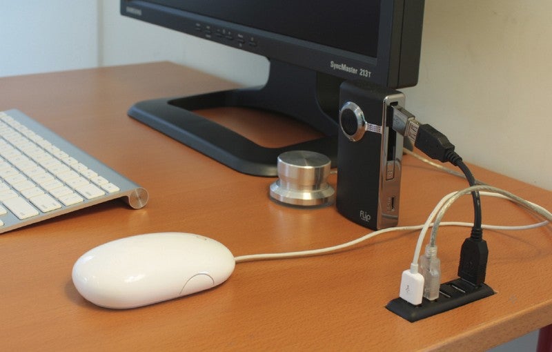 You want an uncluttered desktop—but at-hand USB ports—embed a USB 