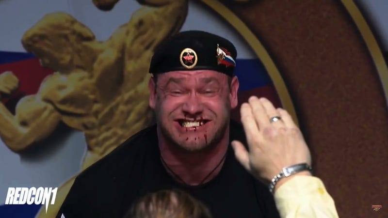 Illustration for article titled Strongman's Face Starts Gushing Blood During Deadlift