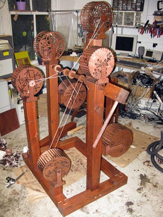 Illustration for article titled Wooden Squirrel Cage Machine Obsesses Over Your Thoughts For You