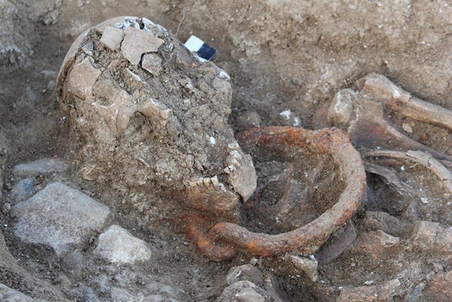 Skeletons Found In Ancient Cemetery Still Have Shackles On Their Necks