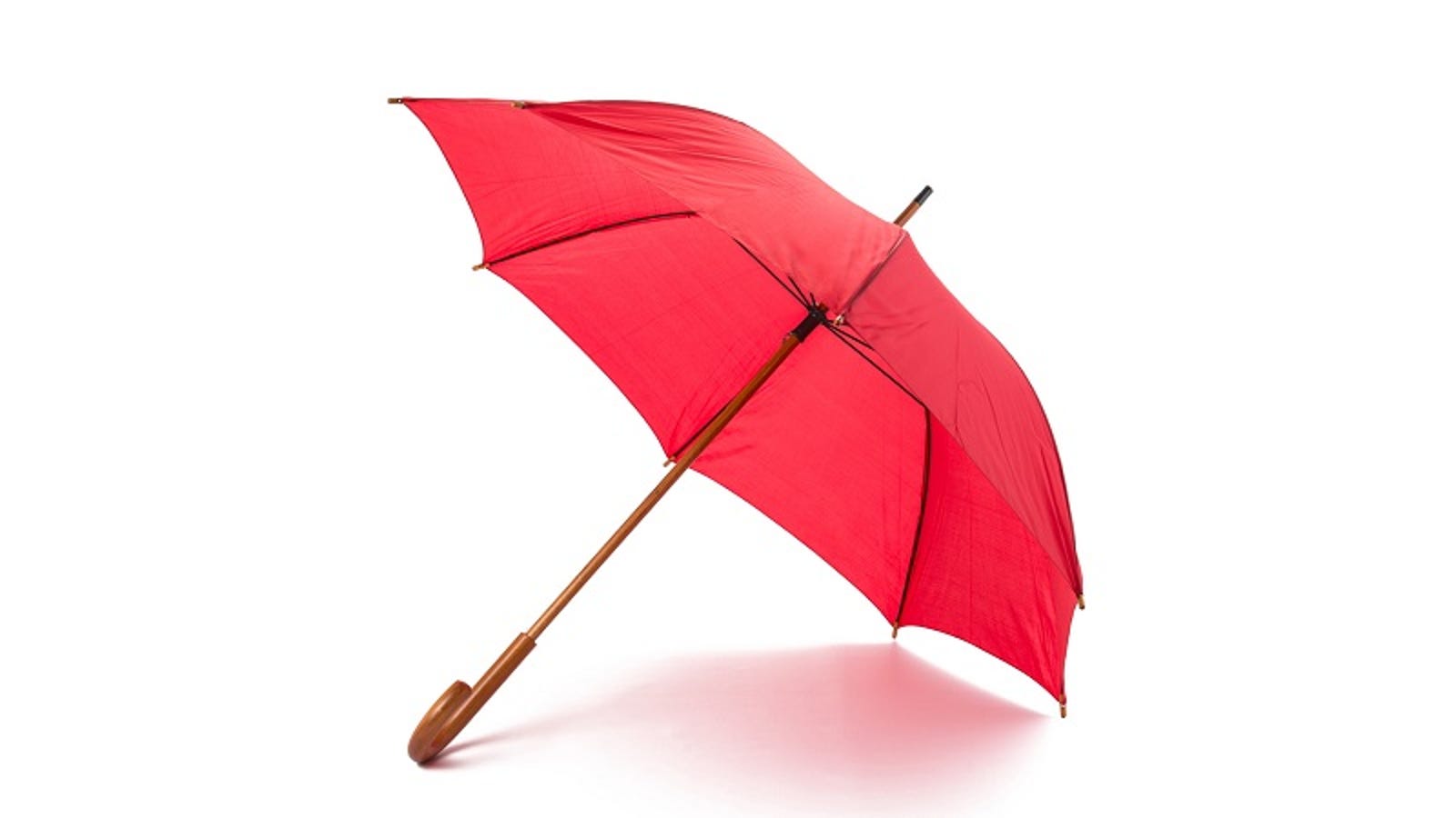 Hang an Umbrella From a Chandelier to Catch Dust and Drips While Cleaning