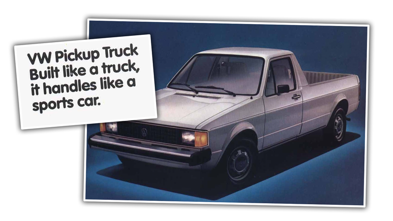 Illustration for article titled Enjoy This Nice Dose of Hyperbole from these 1980s Volkswagen Pickup Ads
