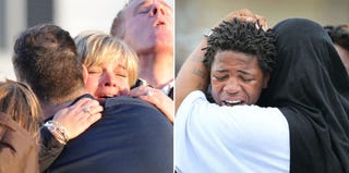 Similar scenes of grief over gun violence in Newtown, Conn., and Chicago (AFP/Getty Images)