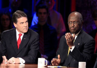 GOP presidential hopefuls Texas Gov. Rick Perry and Herman Cain (Getty) 