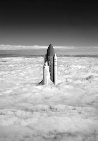 Illustration for article titled I Wish This Amazing Photo of the Space Shuttle Piercing the Clouds Were Real
