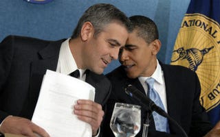 Actor George Clooney and President Obama (Tom Williams/CQ-Roll Call/Getty Images)