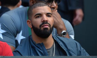 Drake watches a women’s semifinals match at the 2015 Wimbledon Championships in London on July 9, 2015.GLYN KIRK/AFP/Getty Images