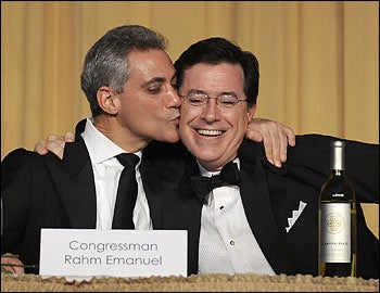 Illustration for article titled Rahm Emanuel: "We're Scared Of Stephen Colbert The Way Sarah Palin Is Scared Of A Geography Bee"
