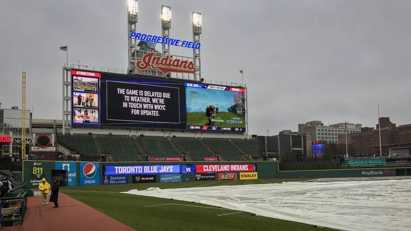 illustration for article titled cleveland indians make the best of bad weather with some jumbotron fortnite - fortnite tron