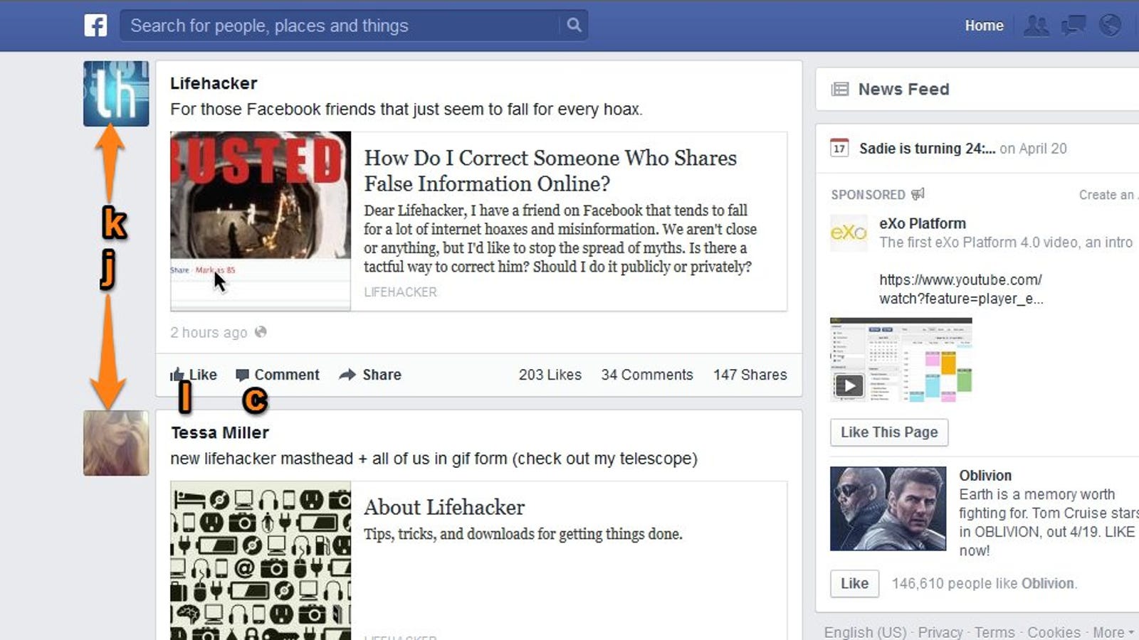 Navigate Your Facebook News Feed With These Four Shortcuts